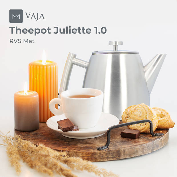 Vaja® Theepot Camille met filter - 1.0L - RVS dubbelwanding - Mat