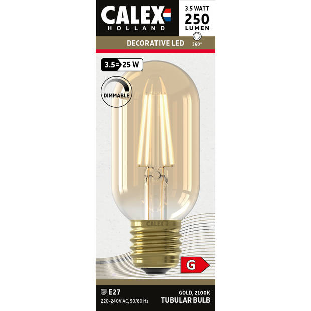 Calex buislampje goud T45 3,5 w E27 dimbaar