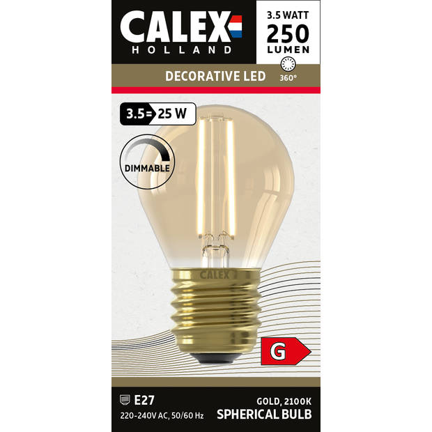 Calex bulb goud P45 3,5w E27 dimbaar