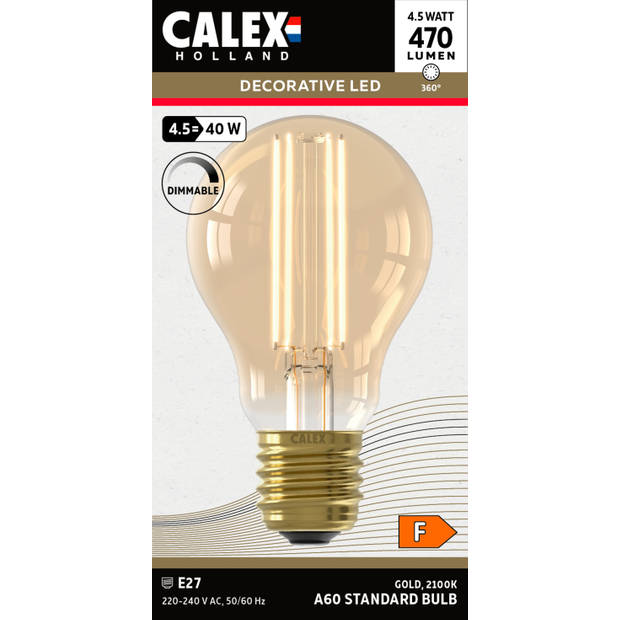 Calex standaard goud A60 4,5w E27 dimbaar