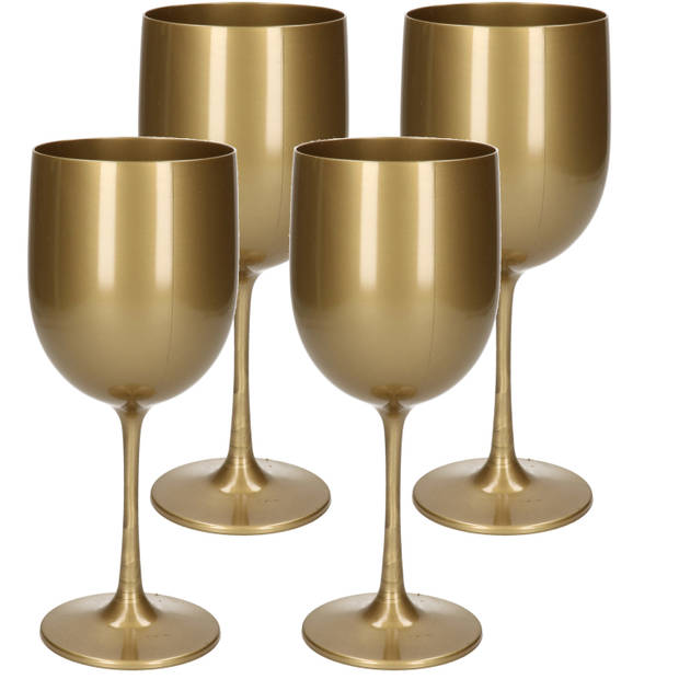 6x stuks onbreekbaar wijnglas goud kunststof 48 cl/480 ml - Wijnglazen