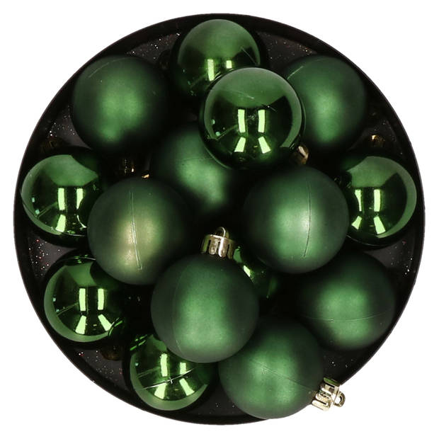 32x stuks kunststof kerstballen dennengroen 4 cm - Kerstbal