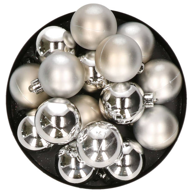32x stuks kunststof kerstballen zilver 4 cm - Kerstbal