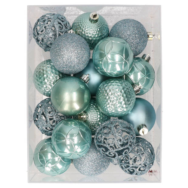 37x stuks kunststof kerstballen spa blauw 6 cm - Kerstbal