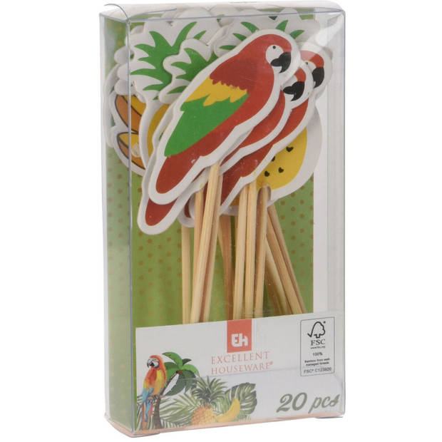 20x Tropisch/Hawaii/Zomers thema cocktailprikkers 10 cm - Cocktailprikkers