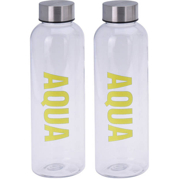 2x stuks bidon drinkfles/waterfles geel 500 ml met schroefdop - Drinkflessen