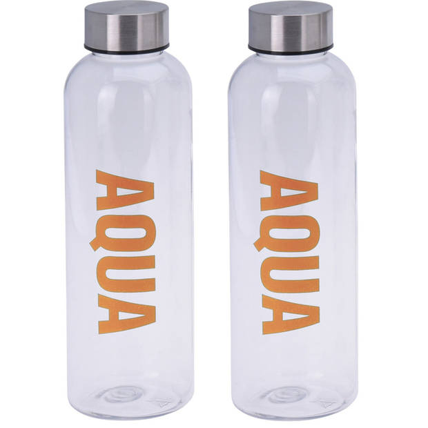 2x stuks bidon drinkfles/waterfles oranje 500 ml met schroefdop - Drinkflessen