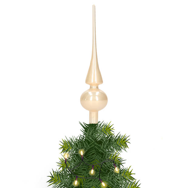Glazen kerstboom piek/topper champagne glans 26 cm - kerstboompieken