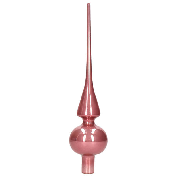 Glazen kerstboompiek oud roze glans 26 cm - kerstboompieken