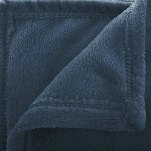 Atmosphera Plaid/bank deken - donker grijsblauw - polyester - 130 x 180 cm - Plaids