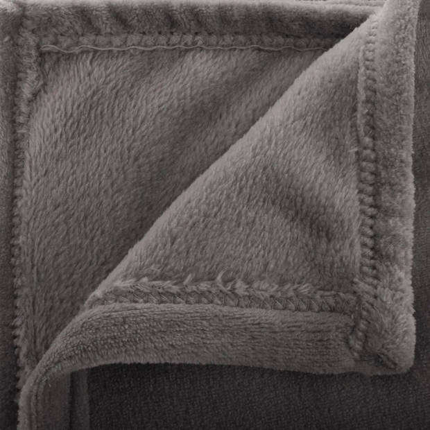 Fleece deken/fleeceplaid midden grijs 130 x 180 cm polyester - Plaids