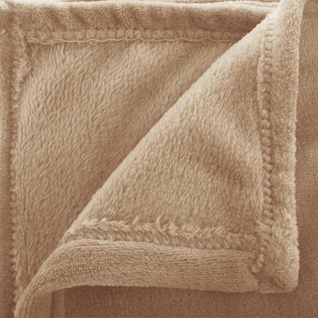 Fleece deken/fleeceplaid donker beige 130 x 180 cm polyester - Plaids