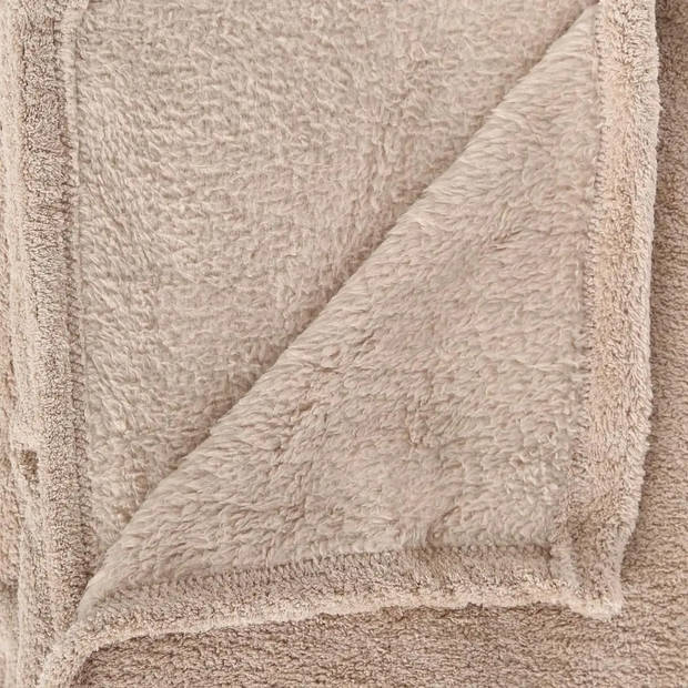 Grote Fleece deken/fleeceplaid beige 180 x 230 cm polyester - Plaids