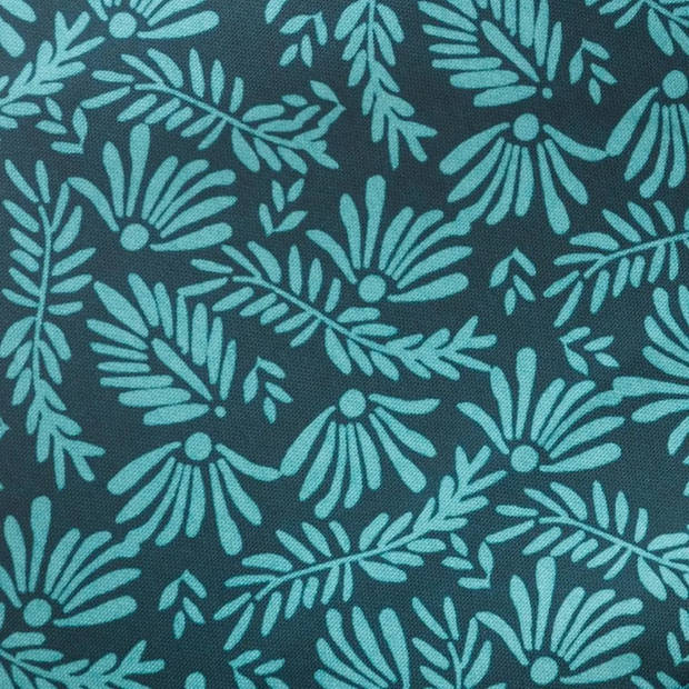 Tafelkleed rond 180 cm blad print petrol blauw polyester - Tafellakens