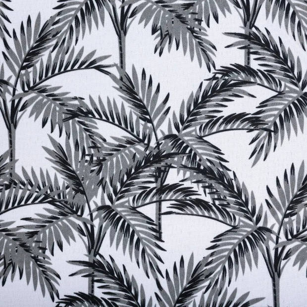 Tafelkleed rond 180 cm palm print zwart wit polyester - Tafellakens