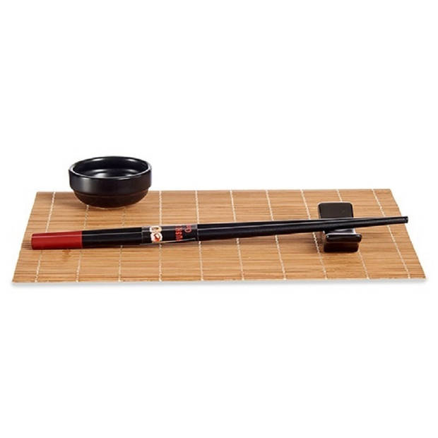 Kinvara Sushi servies set - 8-delig - keramiek - zwart - sushi eet set - Serveerschalen