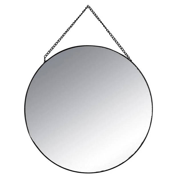 Set van 3x spiegels/wandspiegels rond metaal zwart met ketting - Spiegels