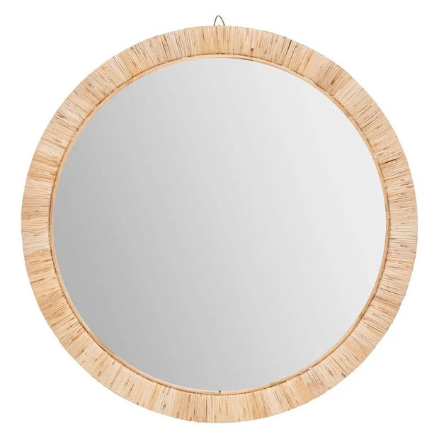 Spiegel/wandspiegel rond D60 cm rotan beige - Spiegels