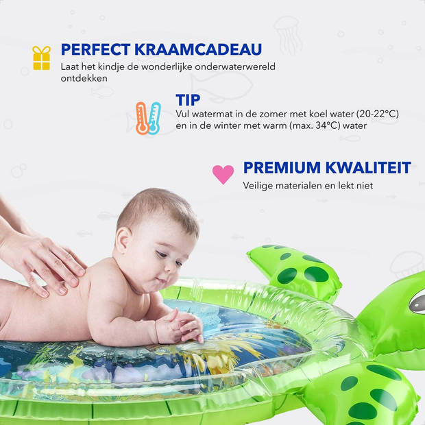 RX Goods Baby Opblaasbare Waterspeelmat Schildpad Speelgoed – Spelen met water - Speelkleed & Aquamat