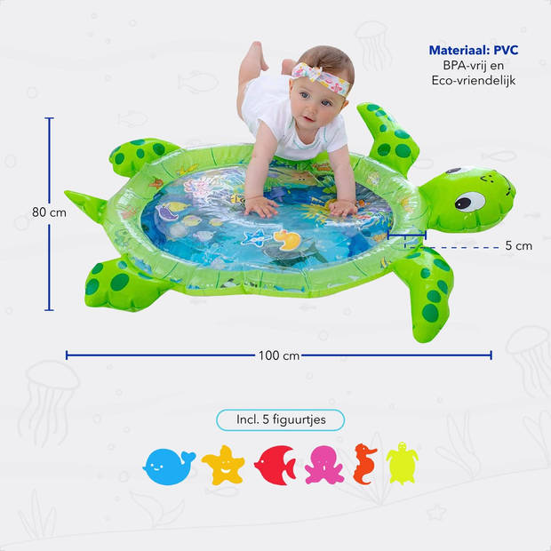 RX Goods Baby Opblaasbare Waterspeelmat Schildpad Speelgoed – Spelen met water - Speelkleed & Aquamat