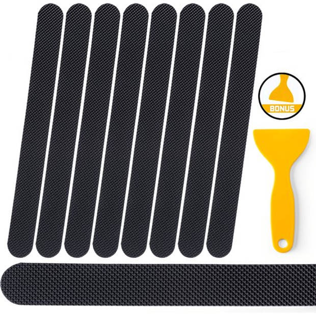 RX Goods 25 Stuks Zelfklevende Anti Slip Strips Stickers – 2 cm x 20 cm - Met Schraper – Zwarte Antislip Tape