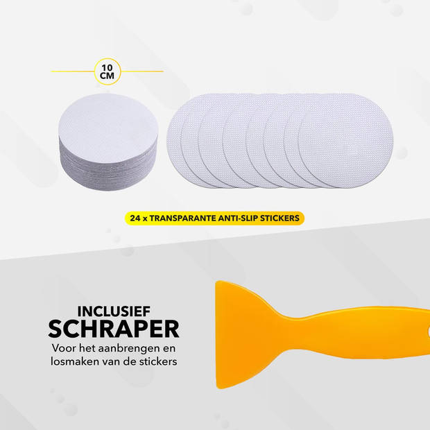 RX Goods 24 Stuks Zelfklevende Anti Slip Strips Stickers - Met Schraper – Transparante Tape