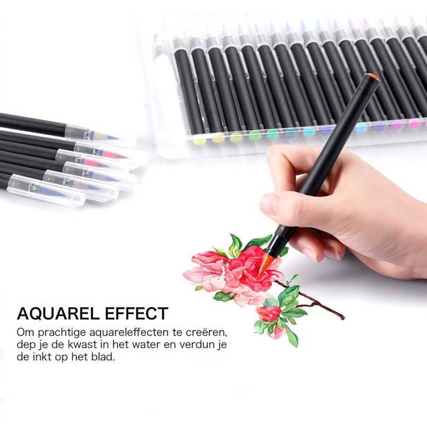 RX Goods 20 Stuks Waterverf & Aquarel Brush Pennen – Brushlettering & Handlettering - Water Brushpen 