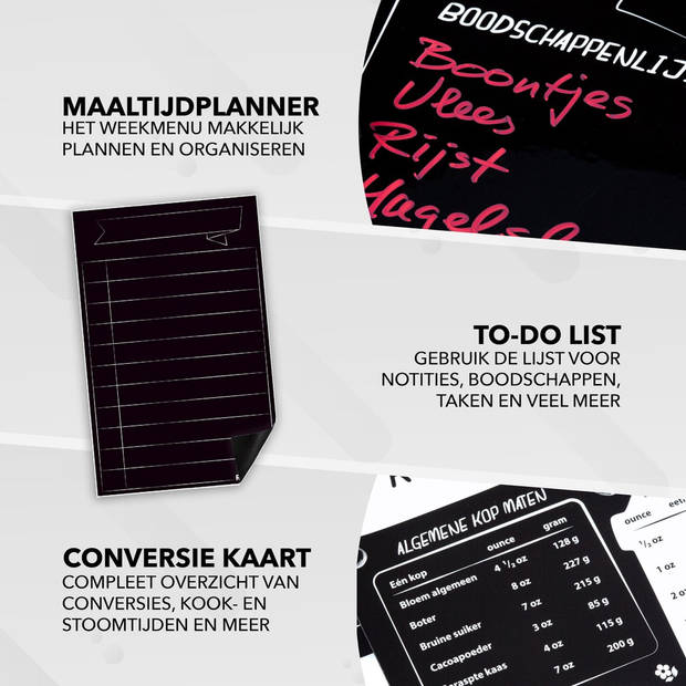 RX Goods® Magnetische Week Maaltijdplanner Blackboard Set met 5 Markers & Wisser – To do lijst & Keuken Conversie kaart