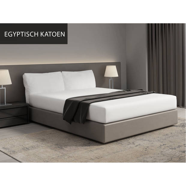 Luxe hoeslaken - Egyptisch percal katoen - 90x210 - wit