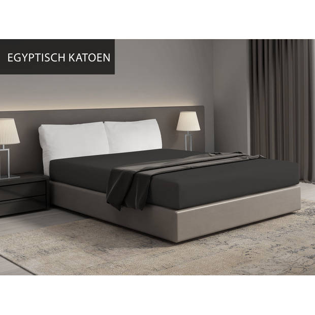 Luxe hoeslaken - Egyptisch percal katoen - 140x200 - antraciet