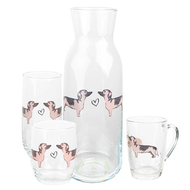 Clayre & Eef Waterglas 380 ml Honden Drinkbeker Transparant Drinkbeker