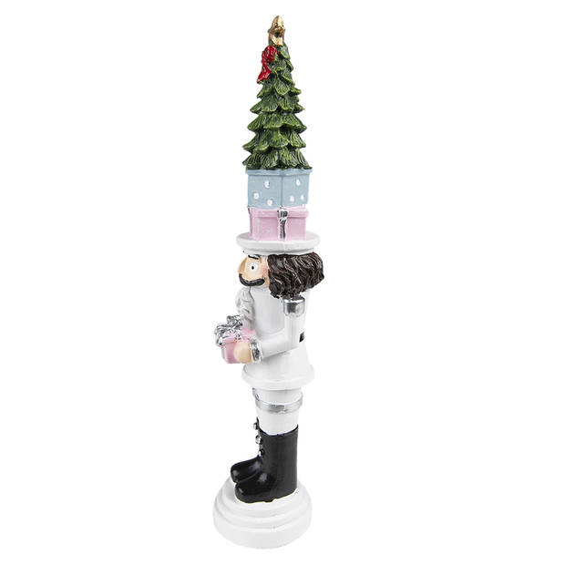 Clayre & Eef Kerstdecoratie Notenkraker 25 cm Wit Kunststof Decoratief Figuur Decoratieve Accessoires Woonaccessoires