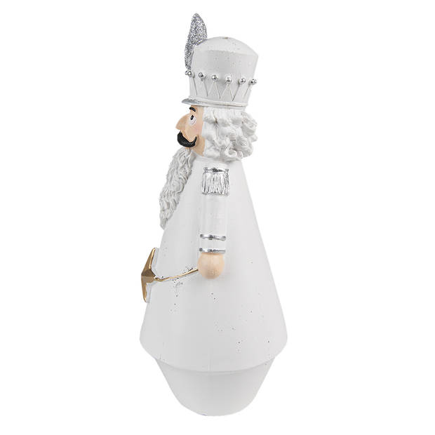 Clayre & Eef Kerstdecoratie Notenkraker 24 cm Wit Polyresin Wit