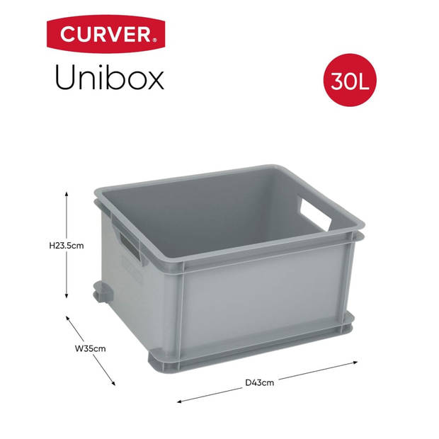 Curver Opbergbox Unibox 3x30 L zilverkleurig