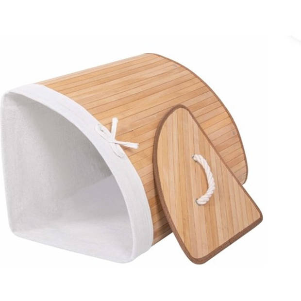 Bathroom Solutions Wasmand - bamboe hout - met deksel - 35 x 35 x 60 cm - 70 liter - Wasmanden