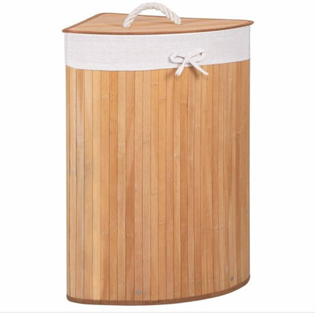 Bathroom Solutions Wasmand - bamboe hout - met deksel - 35 x 35 x 60 cm - 70 liter - Wasmanden