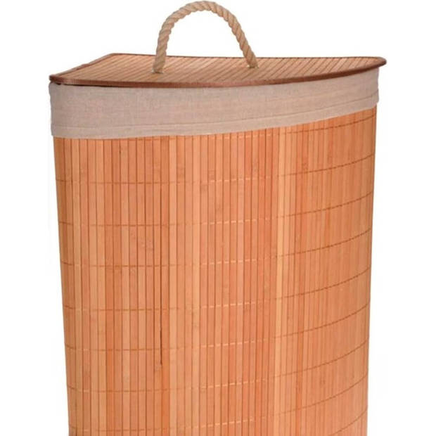 Bathroom Solutions Wasmand - bamboe hout - met deksel - 35 x 35 x 60 cm - 70 liter - Wasmanden