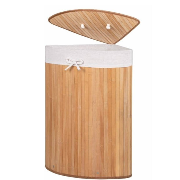 Bathroom Solutions Wasmand - bamboe hout - met deksel - 35 x 35 x 60 cm - 70 liter - Wasmanden