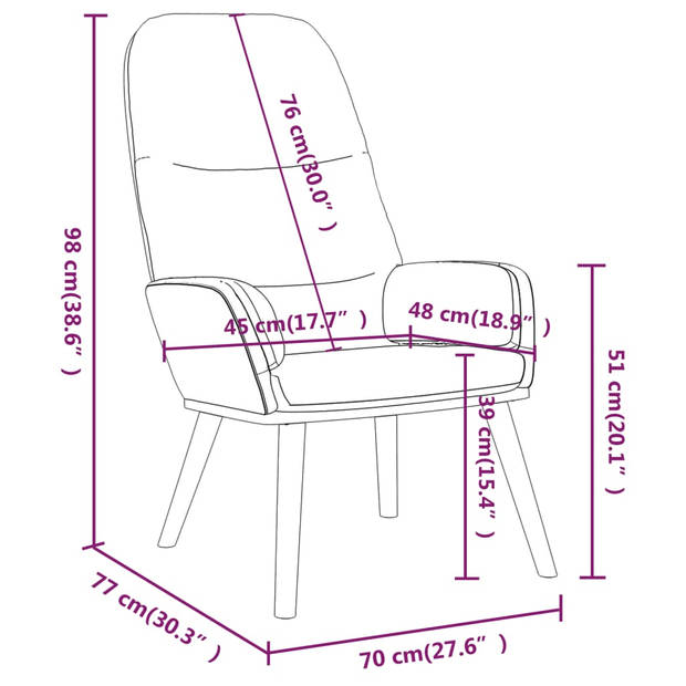 The Living Store Fauteuil Relaxstoel - Donkergrijs - 70 x 77 x 98 cm - Dik gevoerd en zacht aanvoelende stof