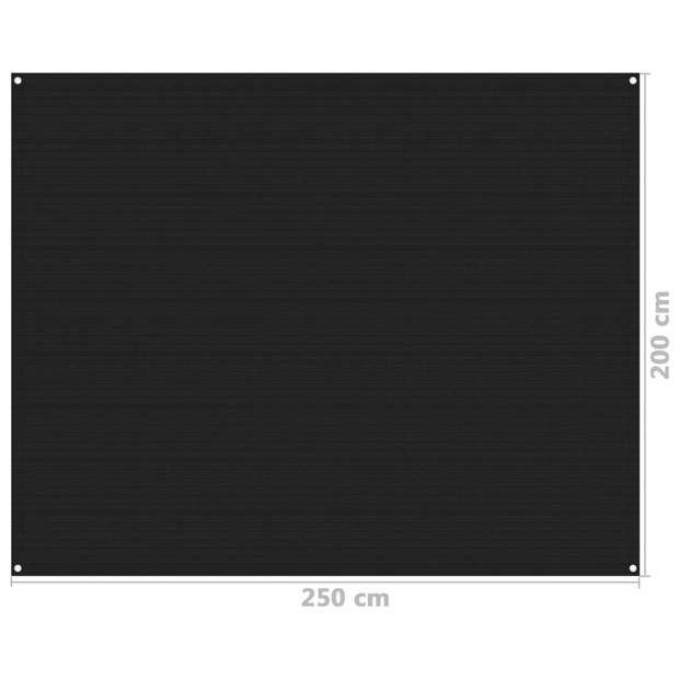 The Living Store Tenttapijt - zwart 250 x 200 cm - ademend - weerbestendig - met geïntegreerde oogjes