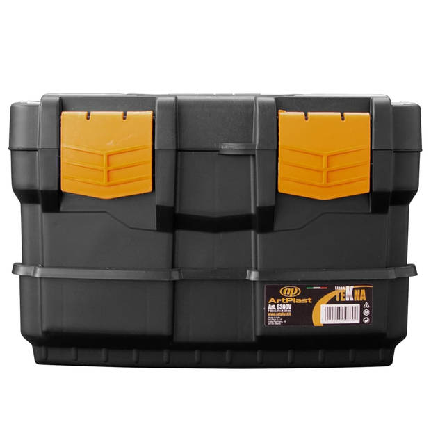 The Living Store Gereedschapskoffer - zwart en geel - 350 x 170 x 230 mm - stevige clipsluitingen