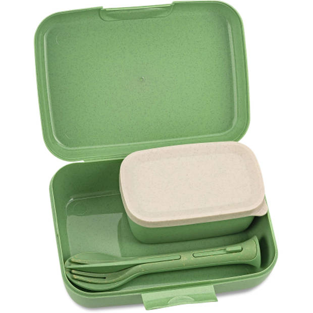 Koziol Bio-Circulair - Candy Ready Lunchbox en Bestekset - Gerecycled Zonnebloemolie - Groen