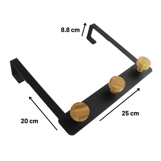 MISOU Deurkapstok - Deurhaak - Kapstok - Hangend - 3 Haken - Deurhanger