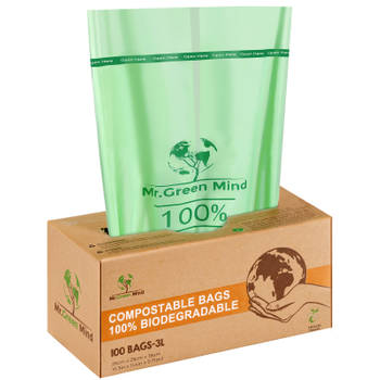 Mr. Green Mind 100% biologische afvalzakken 2/3 liter 100 stuks - Incl. dispenser