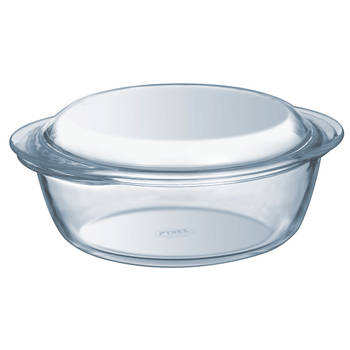 Pyrex Essentials glazen ronde ovenschaal met deksel 2,3 L + 0,7 L