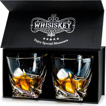 Whisiskey Twisted Whiskey Glazen - 2 Twisted Glazen - Whiskey Glazen Set - Waterglazen - Drinkglazen
