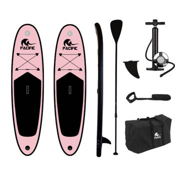 DUOSET! Pacific Special Edition Sup Board - Extra Stevig - 285 cm - 6 Delig - Roze
