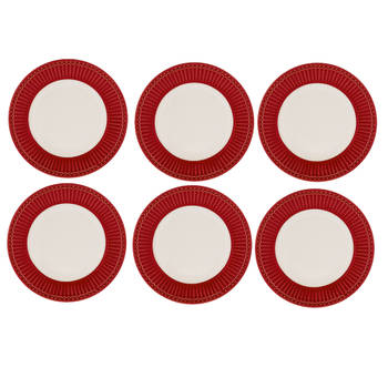 6x GreenGate Gebaksbordjes - Taartbordjes Alice rood Ø 17.5 cm - Set van 6 Stuks