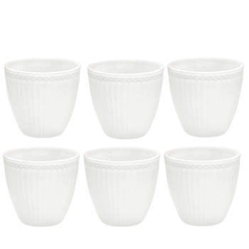 Set van 6x Stuks Beker (latte cup) GreenGate Alice wit 300 ml - Ø 10 cm