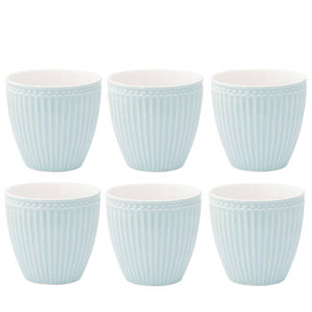 Set van 6x Stuks Beker (latte cup) GreenGate Alice lichtblauw 300 ml - Ø 10 cm